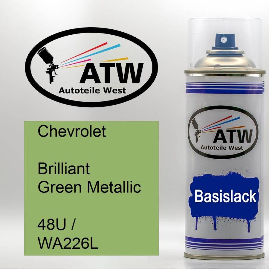 Chevrolet, Brilliant Green Metallic, 48U / WA226L: 400ml Sprühdose, von ATW Autoteile West.